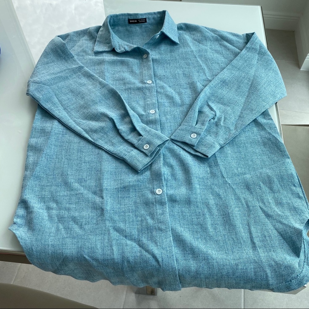 Oversized Blue Button Down Shirt